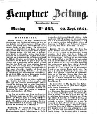 Kemptner Zeitung Montag 22. September 1851