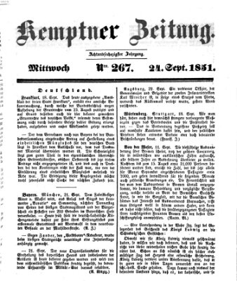 Kemptner Zeitung Mittwoch 24. September 1851