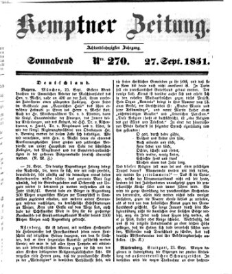 Kemptner Zeitung Samstag 27. September 1851