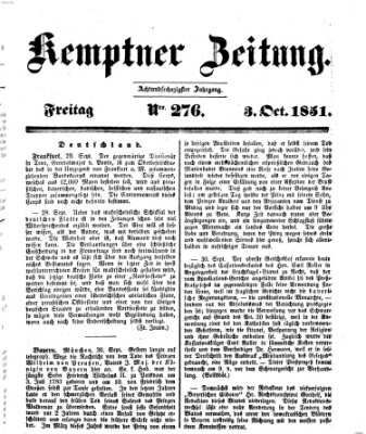 Kemptner Zeitung Freitag 3. Oktober 1851