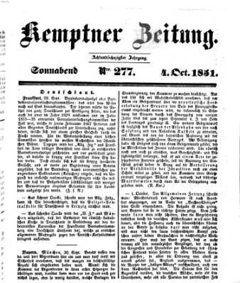 Kemptner Zeitung Samstag 4. Oktober 1851