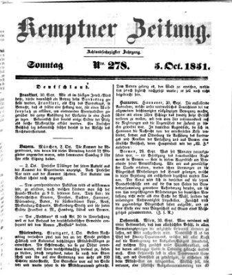 Kemptner Zeitung Sonntag 5. Oktober 1851