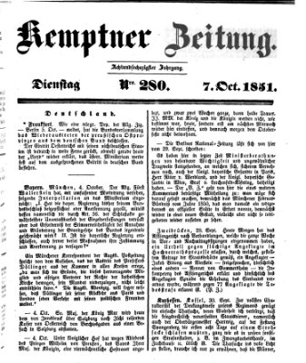 Kemptner Zeitung Dienstag 7. Oktober 1851