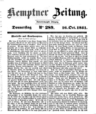 Kemptner Zeitung Donnerstag 16. Oktober 1851