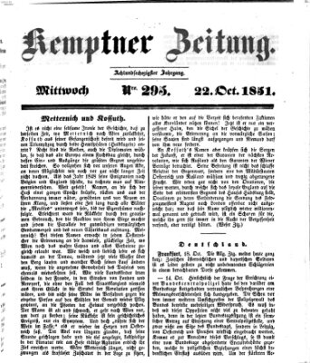 Kemptner Zeitung Mittwoch 22. Oktober 1851