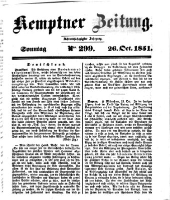 Kemptner Zeitung Sonntag 26. Oktober 1851