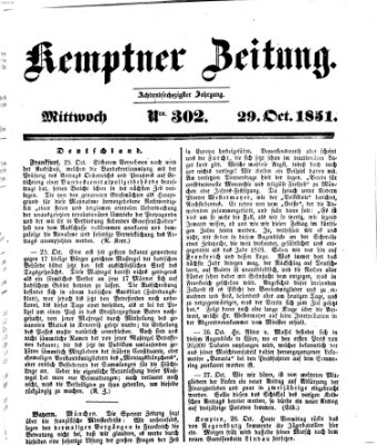 Kemptner Zeitung Mittwoch 29. Oktober 1851