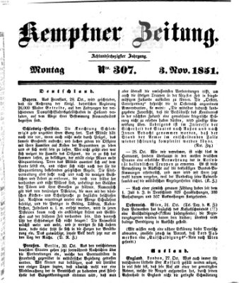 Kemptner Zeitung Montag 3. November 1851