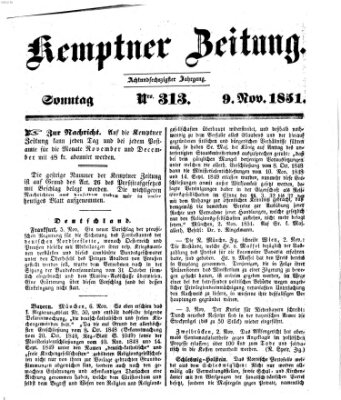 Kemptner Zeitung Sonntag 9. November 1851