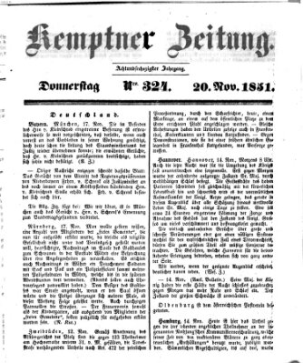 Kemptner Zeitung Donnerstag 20. November 1851