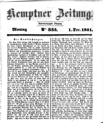 Kemptner Zeitung Montag 1. Dezember 1851