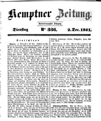 Kemptner Zeitung Dienstag 2. Dezember 1851