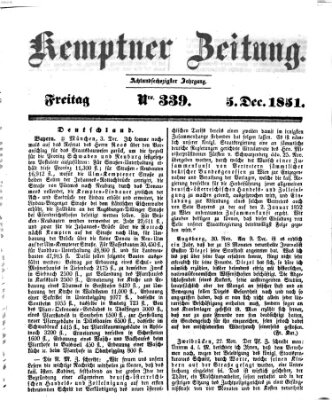 Kemptner Zeitung Freitag 5. Dezember 1851