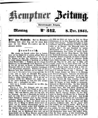 Kemptner Zeitung Montag 8. Dezember 1851