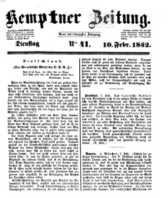 Kemptner Zeitung Dienstag 10. Februar 1852