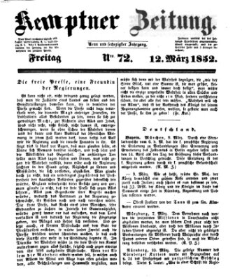 Kemptner Zeitung Freitag 12. März 1852