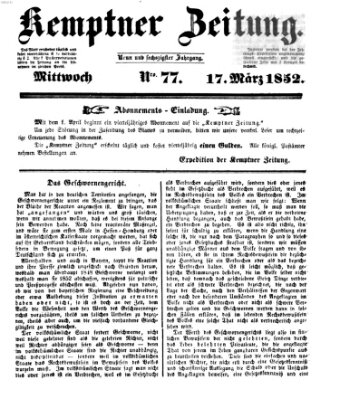 Kemptner Zeitung Mittwoch 17. März 1852