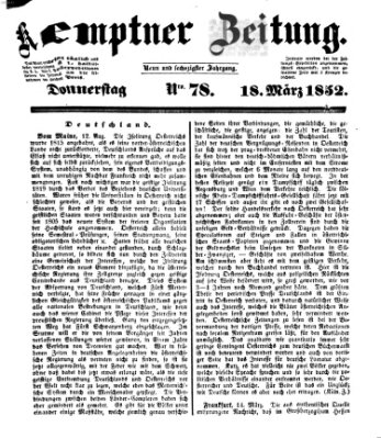 Kemptner Zeitung Donnerstag 18. März 1852