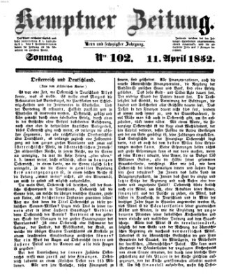 Kemptner Zeitung Sonntag 11. April 1852