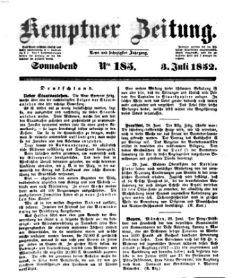 Kemptner Zeitung Samstag 3. Juli 1852