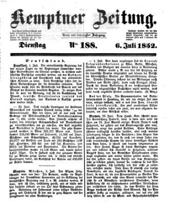 Kemptner Zeitung Dienstag 6. Juli 1852