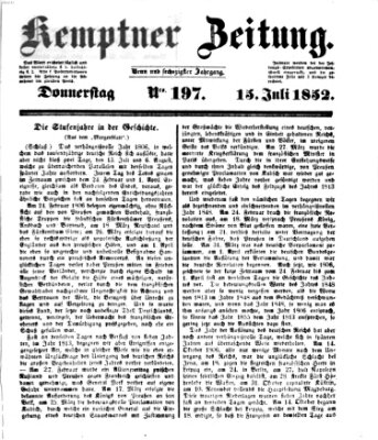 Kemptner Zeitung Donnerstag 15. Juli 1852