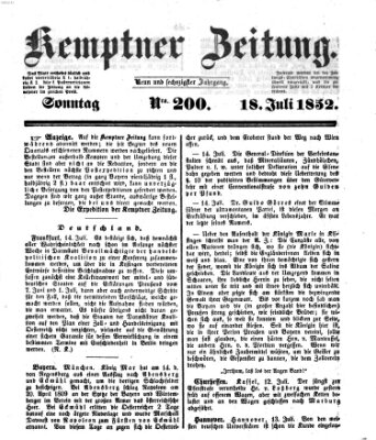 Kemptner Zeitung Sonntag 18. Juli 1852