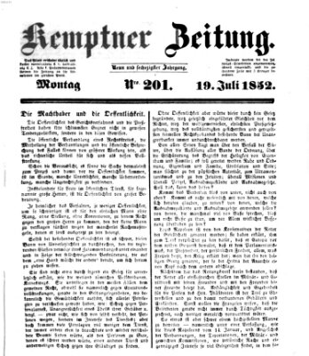 Kemptner Zeitung Montag 19. Juli 1852