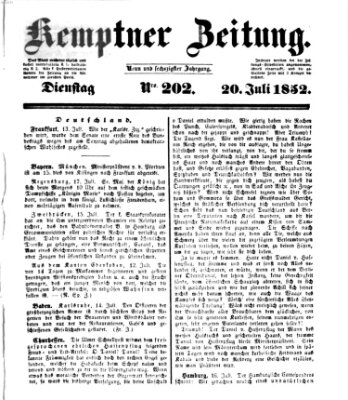 Kemptner Zeitung Dienstag 20. Juli 1852