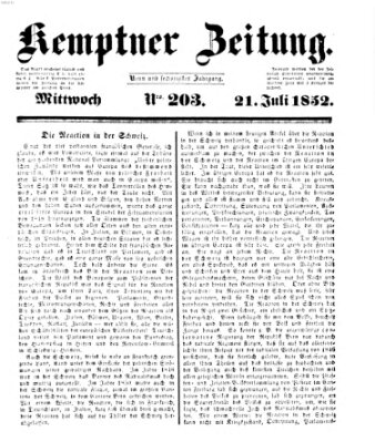 Kemptner Zeitung Mittwoch 21. Juli 1852