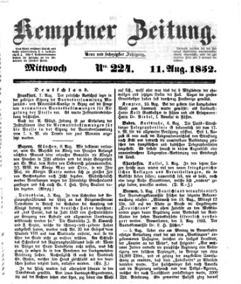 Kemptner Zeitung Mittwoch 11. August 1852