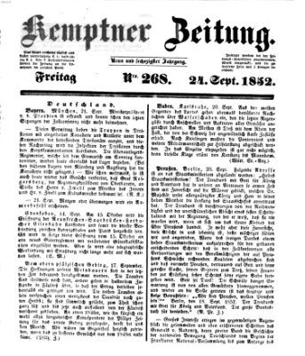 Kemptner Zeitung Freitag 24. September 1852