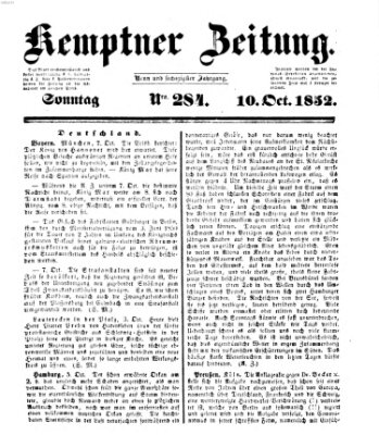 Kemptner Zeitung Sonntag 10. Oktober 1852