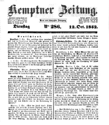 Kemptner Zeitung Dienstag 12. Oktober 1852