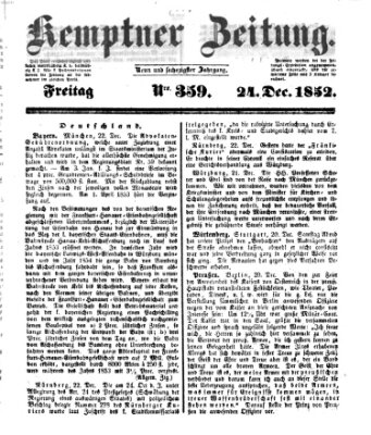 Kemptner Zeitung Freitag 24. Dezember 1852