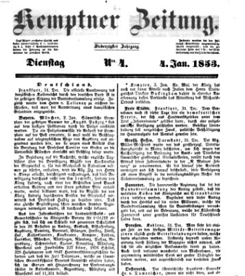 Kemptner Zeitung Dienstag 4. Januar 1853