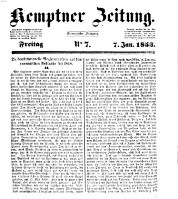 Kemptner Zeitung Freitag 7. Januar 1853