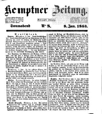 Kemptner Zeitung Samstag 8. Januar 1853