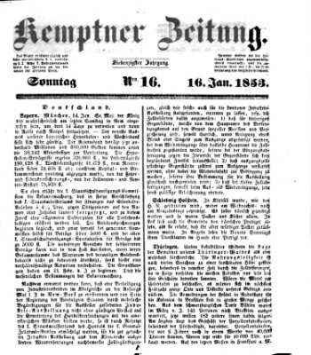 Kemptner Zeitung Sonntag 16. Januar 1853