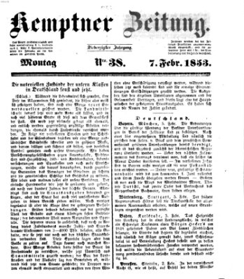 Kemptner Zeitung Montag 7. Februar 1853