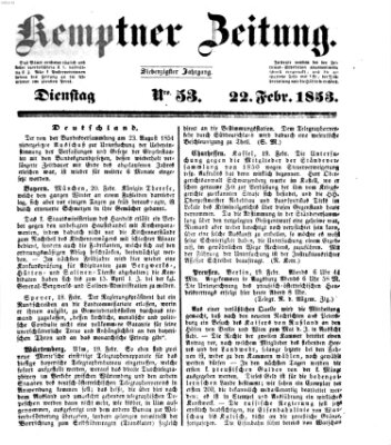 Kemptner Zeitung Dienstag 22. Februar 1853