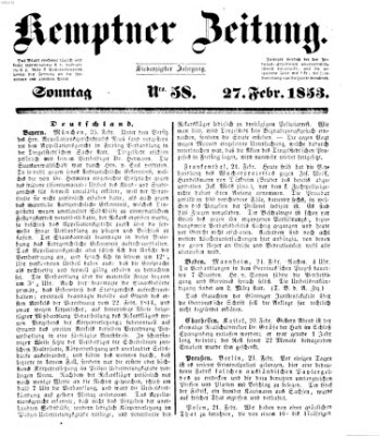 Kemptner Zeitung Sonntag 27. Februar 1853