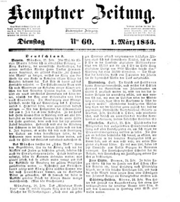 Kemptner Zeitung Dienstag 1. März 1853