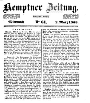 Kemptner Zeitung Mittwoch 2. März 1853