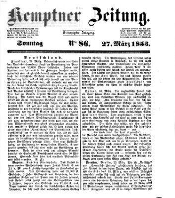 Kemptner Zeitung Sonntag 27. März 1853