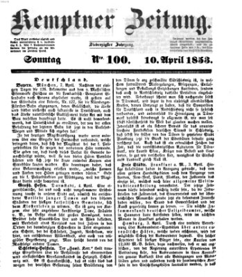 Kemptner Zeitung Sonntag 10. April 1853