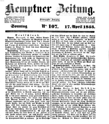 Kemptner Zeitung Sonntag 17. April 1853