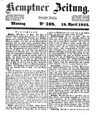 Kemptner Zeitung Montag 18. April 1853