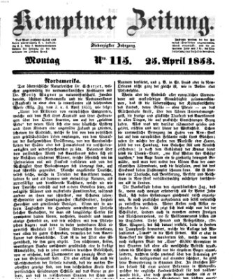 Kemptner Zeitung Montag 25. April 1853