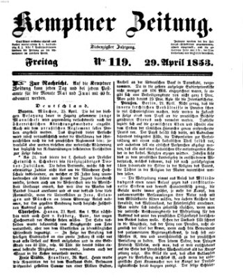 Kemptner Zeitung Freitag 29. April 1853